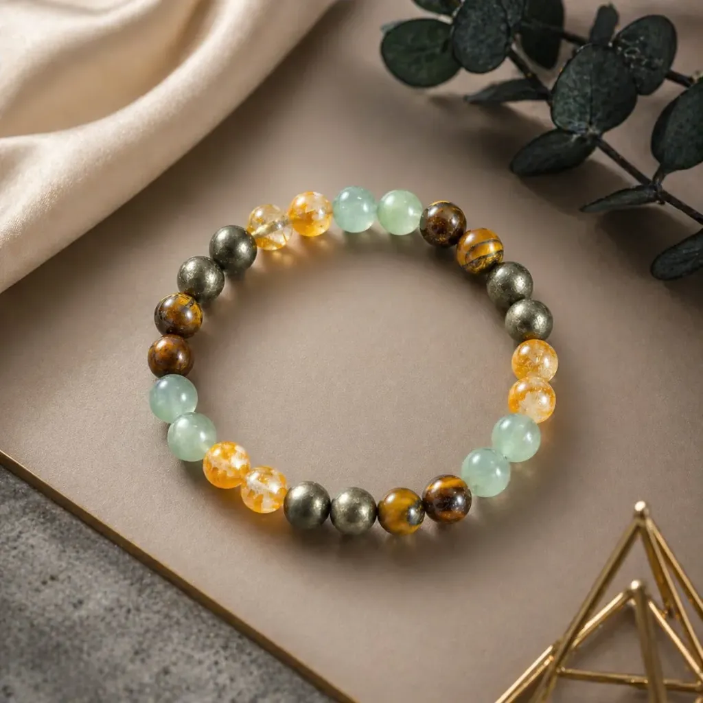 Money Magnet Natural Stone Bracelet (Pyrite, Citrine, Tiger Eye, Aventurine)