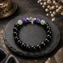 Nazar Suraksha Kavach Bracelet (Obsidian, Amethyst, Aventurine, Clear Quartz)